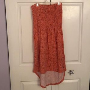 High low strapless dress